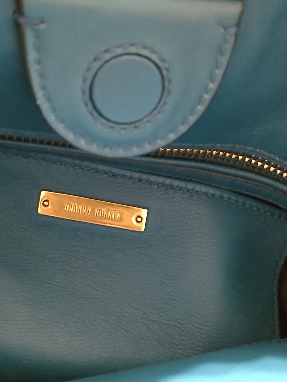 New Miu Miu Teal Blue Matelassé Leather Shoulder Bag - Picture 9 of 14